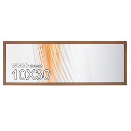 POUKROO 10x30 Poster Frame,30x10 Natural Soild Wood Picture Frames with Polished Plexiglass,Easy to Hang,Display Picture 10x30 for Wall Mounting Horizontally and Vertically (Brown)