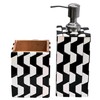 Handcrafted Black and White Bone Inlay Bathroom Set Soap Dispenser
