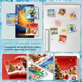 30 PCS DIY Acrylic Fridge Magnets Set, 2"x2"x0.16" Clear Refrigerator Magnet Kit with Self-Adhesive Backing, 3D Decorative Craft Kit for Photos, Artworks, Home Decor & Office Organization (30)