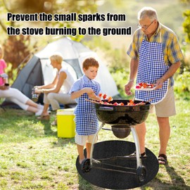 Fire Bowl Mat, Fire Pit Mat, 36 Inch Under Grill Fireproof Underlay, Heat Resistant Protective Mat for Floor, Lawn, Grass, Patio, Balcony, Deck, Outdoor, Wood Burning, Charcoal Grill, Black