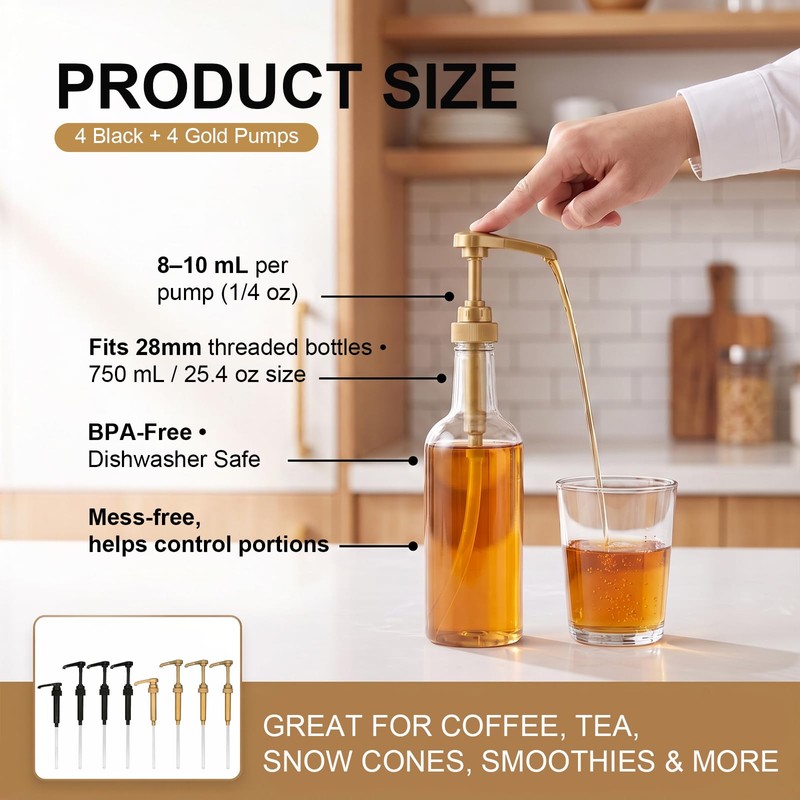 Mnuwoee 8 Pcs Coffee Syrup Pump Universal Syrup Pumps Dispenser