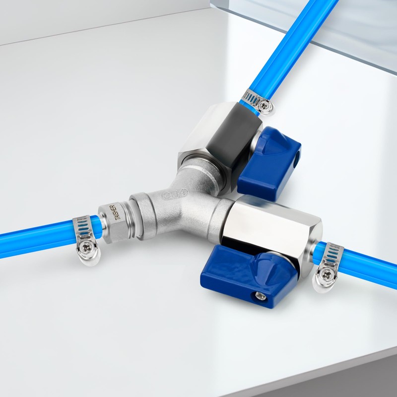 TAISHER 304 Stainless Steel 3 Way Shut Off Ball Valve，3/8"