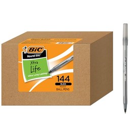 BIC Bolígrafo Round Stic Xtra Life, negro, 144 unidades