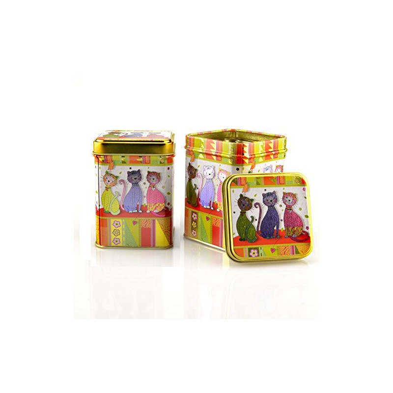 Tea caddy set 2 x 100 g cat tea canisters
