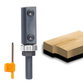 Sinoprotools Reversible Plates Flush Cutter, 8 mm Shank Cutting Length 40 mm, Flush Cutter with 4-Sided Interchangeable Carbide (HW), with Ball Bearings, for Woodworking, Flush Trimming (S=8, Diameter
