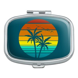 Sunset with Palm Trees Graphic Rectangle Pill Case Trinket Gift Box