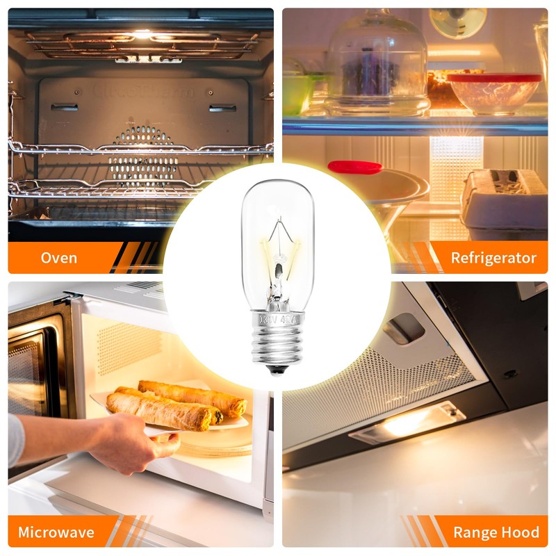 Belleone 2pcs Microwave Bulb WB36X10003-130V 40W Oven Light Bulb Compatible