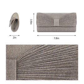 Naimo Bow Flap Dazzling Evening Bag Clutch Handbag Shoulder Crossbody Bag Wedding Party Bridal Purse