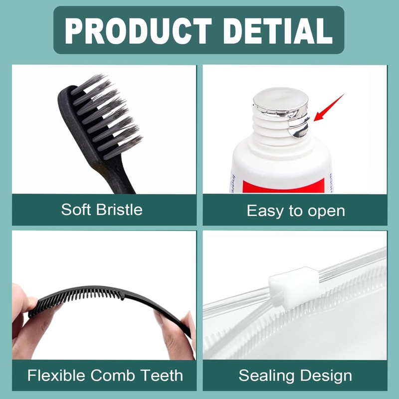 12 Sets Personal Hygiene Kit Bulk, Disposable Toothbrushes with Toothpaste,
