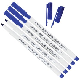 ADD GEL I SOFTLINE Whiteboard Pens, Dry Eraser Marker Pens, Bullet Tip, School Office Value Pack (5 x BLUE Board Pens + ZOFAX Ball BLACK Pen)