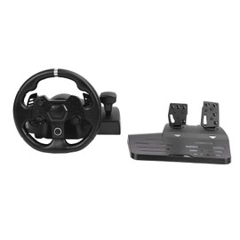 PC Racing Steering Wheel and Pedals, 270 Rotation Force Feedback Wheel with 7-in-1 USB Pedal Set for Driving Games                                    