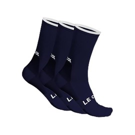 LE COL 3 Pack Cycling Socks | Compressive Fit, Reinforced Seams, Sweat-Wicking (US, Alpha, Small, Medium, Regular, Regular, Navy/White)
