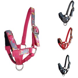 Tahoe Tack Nylon Overlay Alpaca Halter with Padded Noseband (Grey Floral, Large)