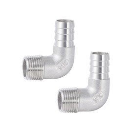 Walkinginrain 304 Stainless Steel Hose Barb 90 Degree Elbow 5/8" Hose Barb to 1/2" NPT Male Thread, Hose Barb Pipe Fitting for Air Water Fuel