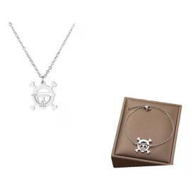 ARTIMATIC Pulsera + Collar One Piece Acero Inoxidable Joyería Anime