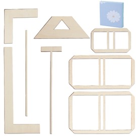 AHANDMAKER Bookbinding Easy Scrapbooking Tool, Wood L-Shaped Ruler T-Shaped Ruler Spacing Guide Corner Cutting Square Set, Bookbinding Tool for Portable Notebook Journal Handbook Making