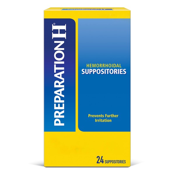 Preparation H Hemorrhoid Suppositories for Itching and Discomfort Relief - 24 Count