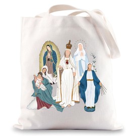 MYSOMY Blessed Virgin Mary Tote Bag Our Lady of Guadalupe Gifts Catholic Gifts Our Lady of Fatima Shoulder Bag Catholic Mom Gift (white dress UK1)