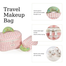 TAC5TAC Cute Cosmetic Organizer Makeup Soft Bag - Adorable Design, Portable, Must-Have for Fashion Girls!foldable Large Capacity Compact Travel Makeup Zipper Bag. (PK)