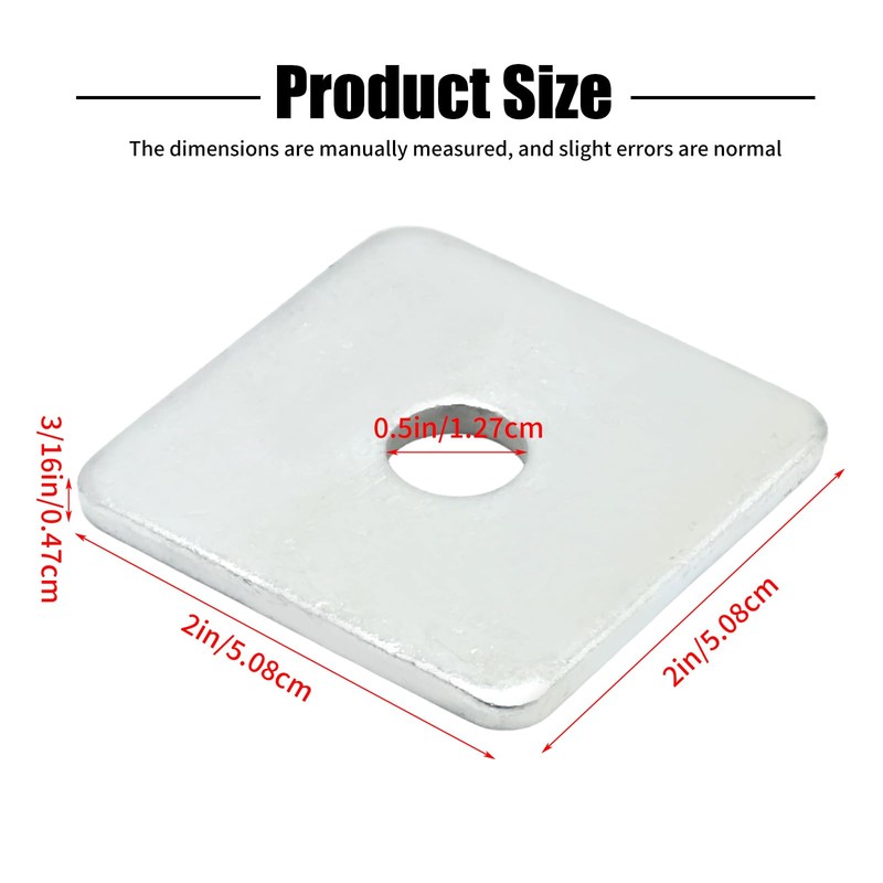 LIDSCURA 50 Packs 304 Stainless Steel Squares Washer Heavy Duty