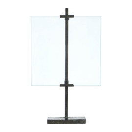 Creative Co-Op 10 in x 16.75 in Black Adjustable Metal Stand and Glass Floating Photo Frame