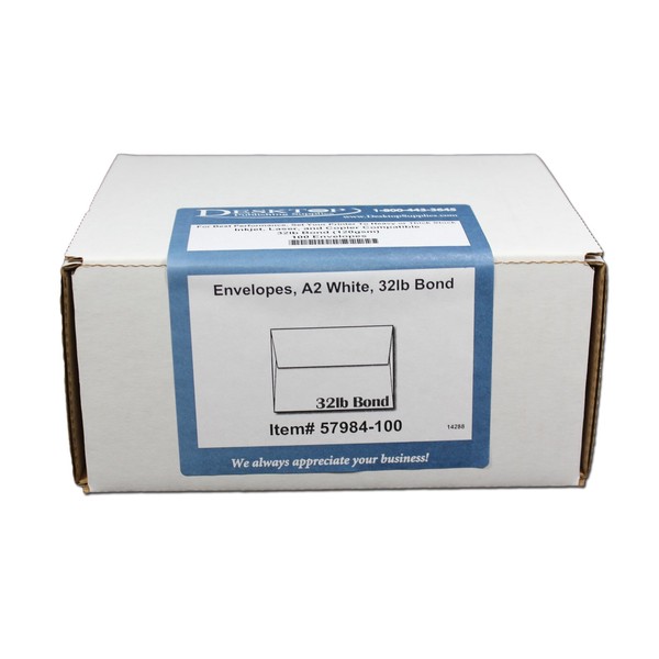 White 32lb Bond Heavyweight A2 Envelopes - 100 Envelopes - Desktop Publishing Supplies™ Brand Envelopes
