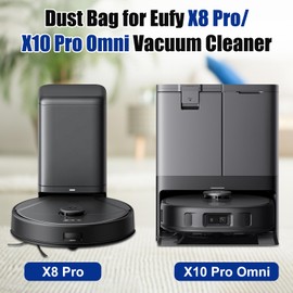 6 Pcs Dust Bags Replacement for Eufy Clean X8 Pro/ X10 Pro Omni Robot Vacuum Self-Empty Station Accessories Part