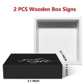 Inspirational Good Night Morning Bedroom Quote Home Accessories Decor Rustic Wooden Box Sign Desk Decor for Family Couple Table Shelf Wall Living Room Bathroom Farmhouse Office Wood Block Box Sign