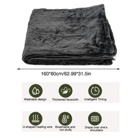 Gobesty Electric Electric Blanket, USB, Heated Blanket, Flannel Electric Heat Blanket with Zip, 3 Temperature Levels, Washable Electric Blanket, Cuddly Blanket for Home, Office, Car, Camping, 160 x 80