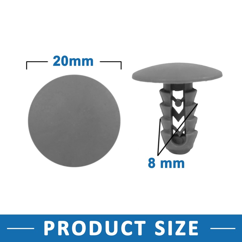 A ABSOPRO Rivets 8mm Fender Trunk Fastener Clip Plastic Gray(Set