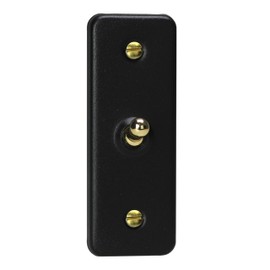 Varilight Single Light Switch 2-Way - Architrave Matt Black With Polished Brass Toggle