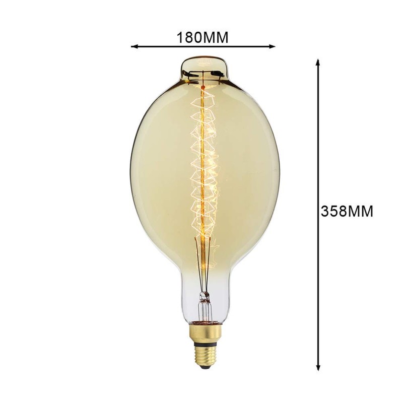 TIANFAN Giant Edison Bulb BT180 Vintage Incandescent 60W Spiral Filament