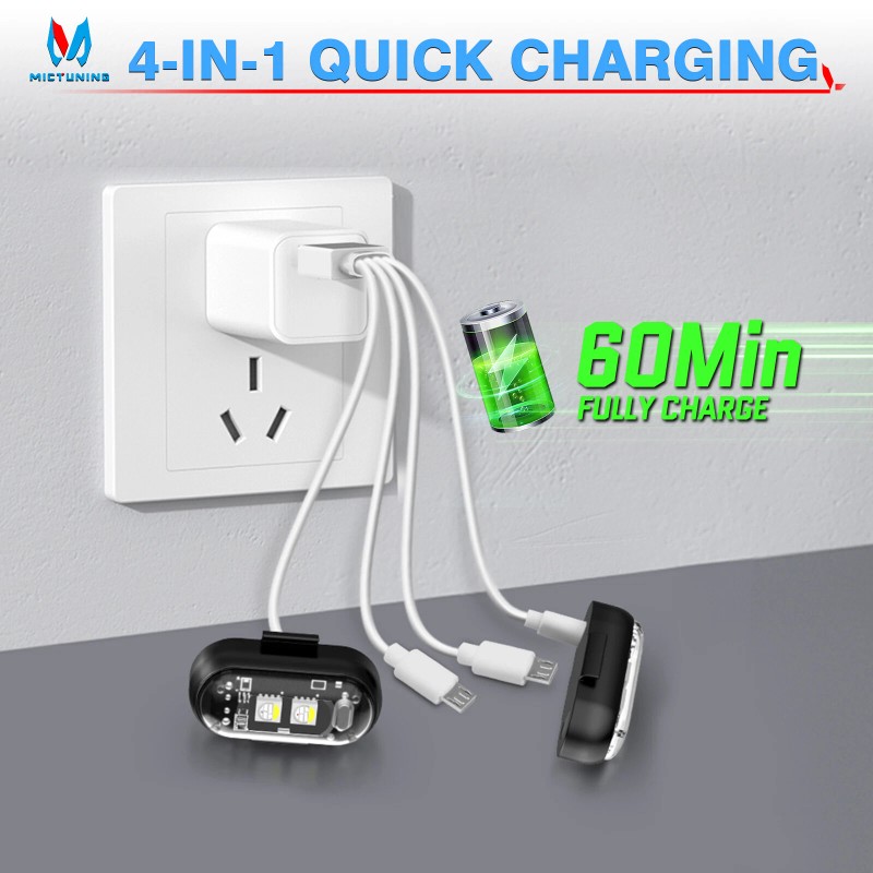 MICTUNING RGB LED Strobe Lights 8pc Flash Emergency Signal Light