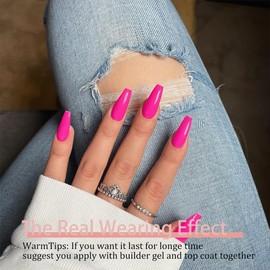 SXVME Gel Nail Tips Long Coffin Press on Nails Soft Gel Nails Tips 300Pcs Pre Colored Natrual Hot Pink Tips Press ons Soak Off Acrylic Fake Nails Extensions DIY
