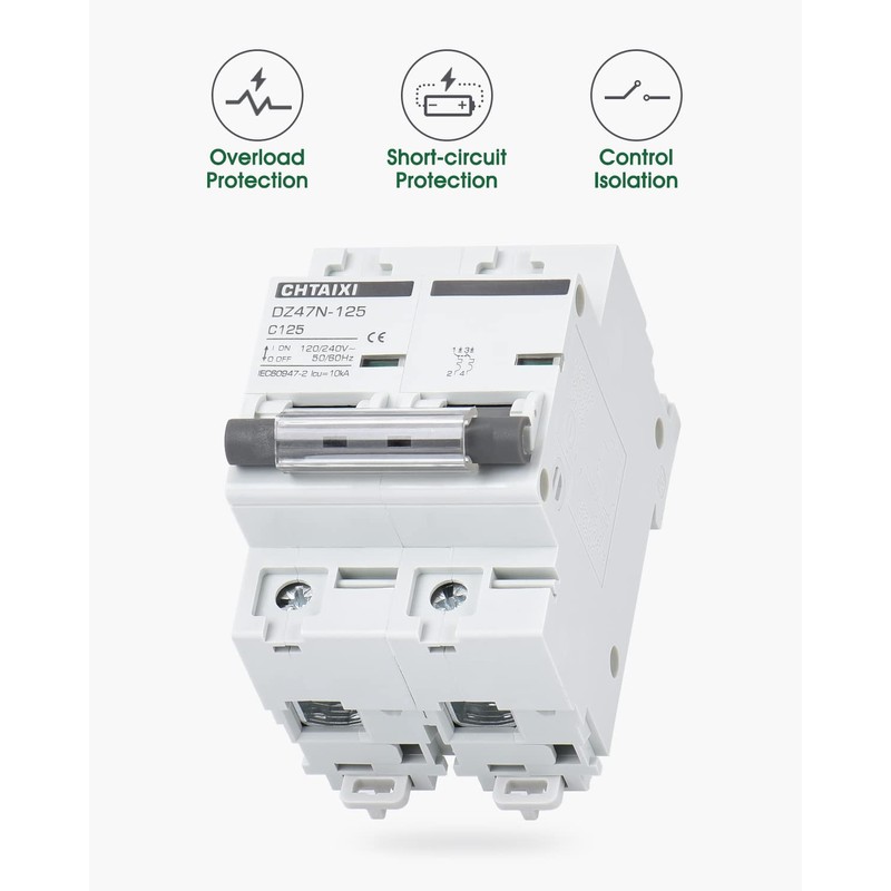 Chtaixi AC Miniature Circuit Breaker, 100 Amp 120V/240V 2 Pole