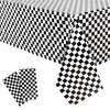 Black White Checkered Party Table Cloth - GREATRIL 2 Packs