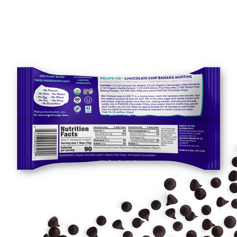 Pascha Chocolate Baking Chip, 85% Caca, 8.8 oz