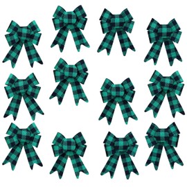 Iconikal Decorative Holiday Bow, 5 x 7 inches (Green Buffalo Plaid)