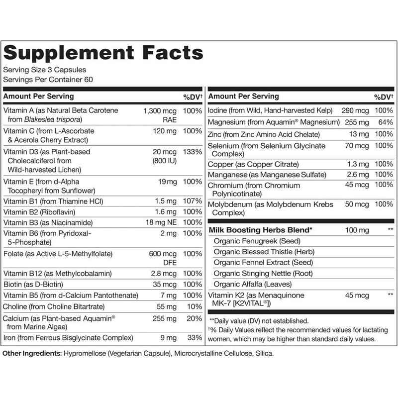 NATURELO Postnatal Multivitamin - Natural Vitamins & Minerals Including Vitamin