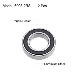 sourcing map 2STK 6903-2RS Deep Groove Ball Bearing Deep Groove Ball Bearing Double Sealed Chrome Steel Z2 ABEC1 17mm x 30mm x 7mm