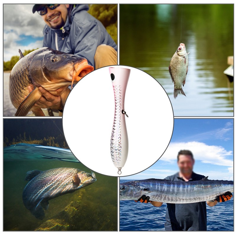 Wooden Large Artificial Popper Fish Lure Topwater Simulation Bait Fishing