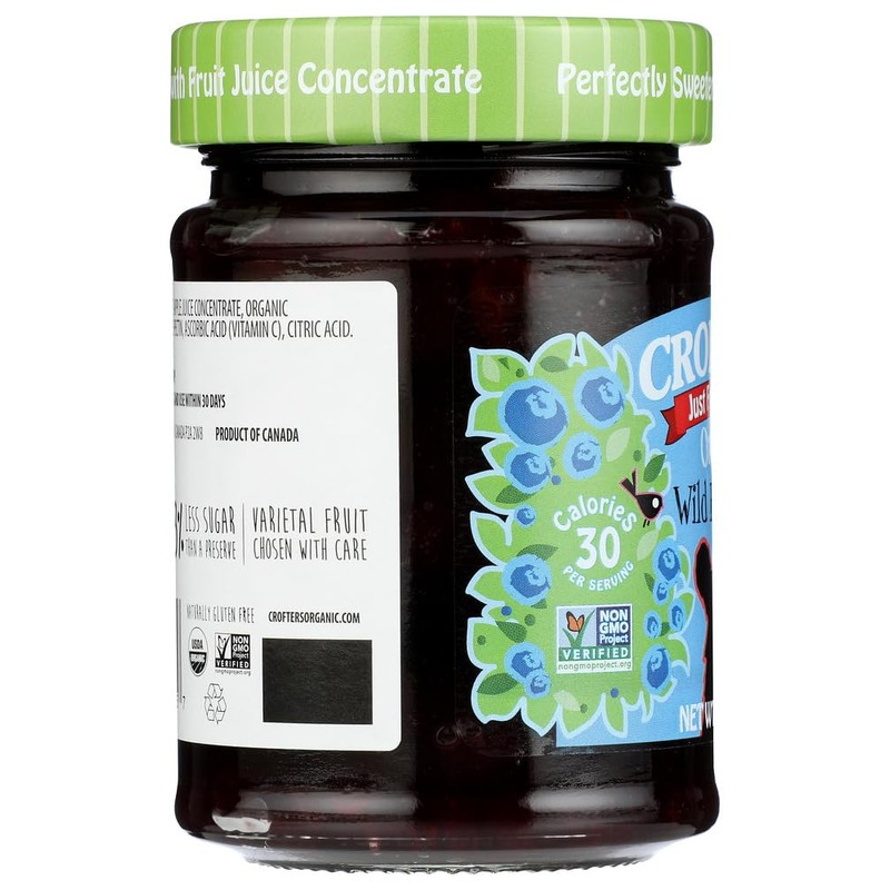 Crofter's Organic, Just Fruit Spread, Organic Wild Blueberry, 10 oz(Pack