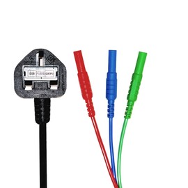 13A MAINS TEST CORD LEAD - SUITABLE FOR ALL FLUKE 1651, 1652, 1653, 1654, 1662, 1663 & 1664FC MULTIFUNCTION TESTER - RED, BLUE & GREEN