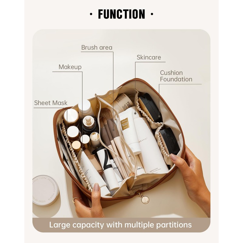 EACHY Travel Makeup Bag,Large Capacity Cosmetic Bags for Women,Waterproof Portable