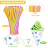 Whaline 200Pcs Snow Cone Cups and Spoon Straws Kit 4.5oz