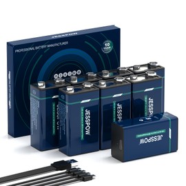 8 Pack Rechargeable 9 Volt Batteries USB Rechargeable, High Capacity 1300mAh 9V Lithium Battery with Type C Charging Cable for Electric Guitar, Microphone,Smoke Alarms Detector,Household and More