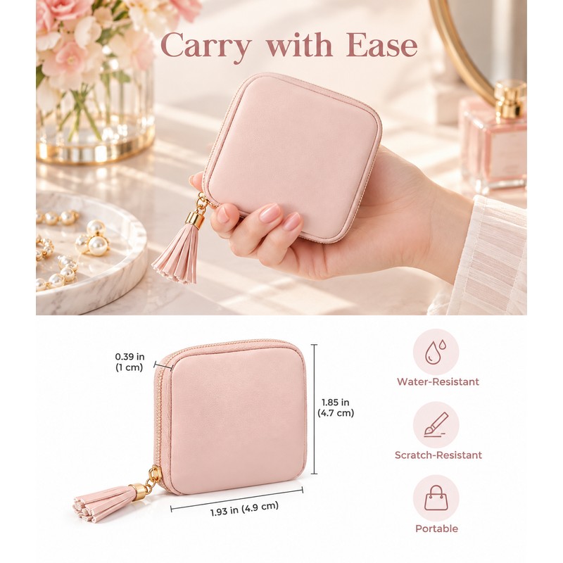 Tassel Jewelry Organizer for Everyday Storage – Velvet-Lined Flip-Top Case