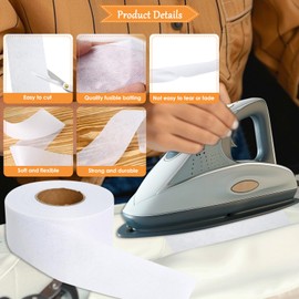 XMJY 2 Rolls Fusible Batting Tape for Quilting -1.5 Inches x 30 Yards White Batting Seam Tape, Fusible Sheer Binding Tape for Batting Quitting Sewing