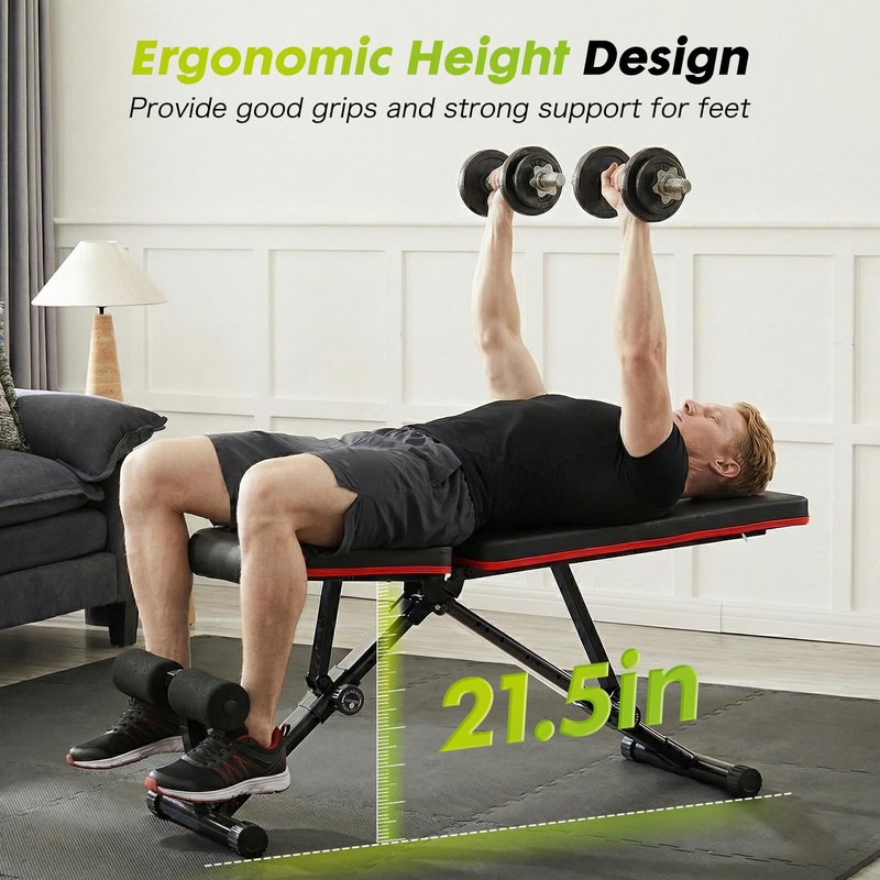 OLIXIS Adjustable Weight Bench for Full Body Strength Training, Foldable