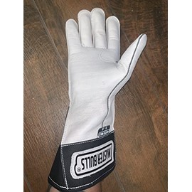 Bull Riding Glove Adult Right Hand Master Bulls White Leather - EPT Bull Ropes Sz: 8.0